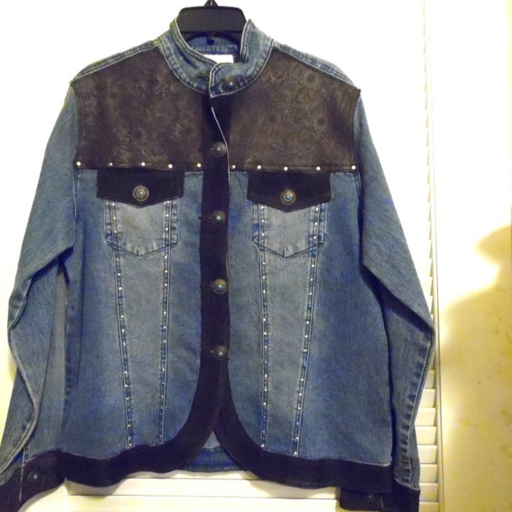 DG2 by Diane Gillman Embellished Denim Jacket Size 14